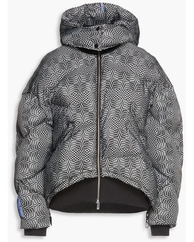 McQ Quilted Printed Shell Hooded Jacket - Gray