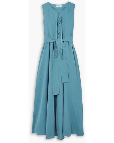 Fil De Vie Althea Tasselled Linen Maxi Dress - Blue