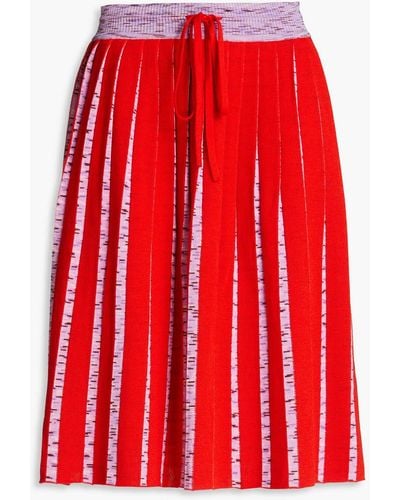 M Missoni Marled Pleated Wool Mini Skirt - Red