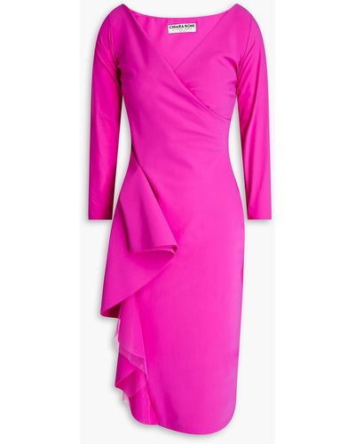 La Petite Robe Di Chiara Boni Fadile Tulle-paneled Ruffled Scuba Dress - Pink