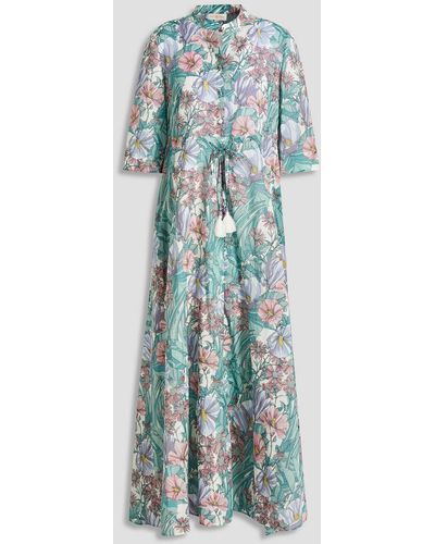 Tory Burch Maxikleid aus baumwollmusselin mit floralem print - Weiß