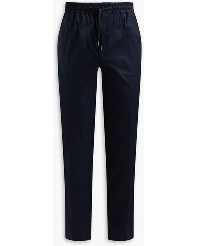 Sandro Tapered Cotton-blend Twill Drawstring Trousers - Blue