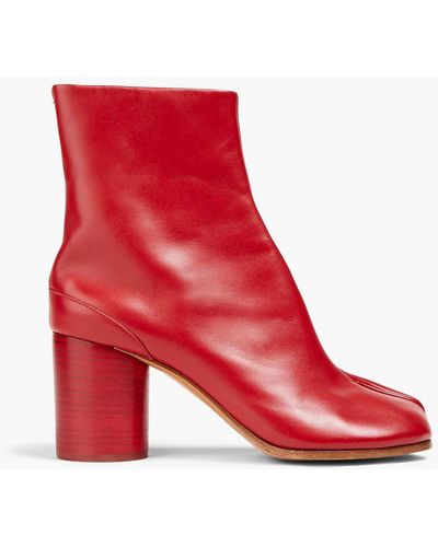 Maison Margiela Tabi Split-toe Leather Ankle Boots - Red