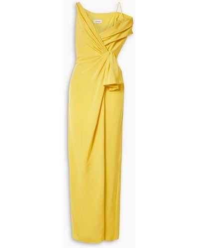 Cushnie Asymmetric Wrap-effect Silk-crepe Gown - Yellow