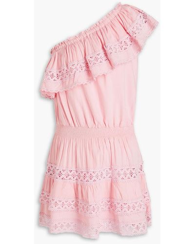 Melissa Odabash Debbie One-shoulder Ruffled Voile Mini Dress - Pink