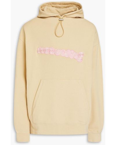 Jacquemus Spirale Embroidered French Cotton-terry Hoodie - Natural