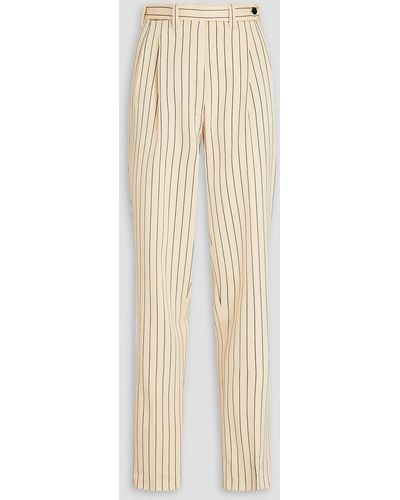 Giuliva Heritage Cornelia Pinstriped Wool Tapered Pants - Natural