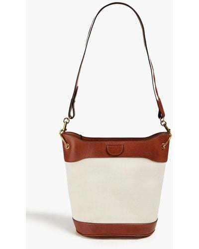 Sandro City Leather And Canvas Bucket Bag - White