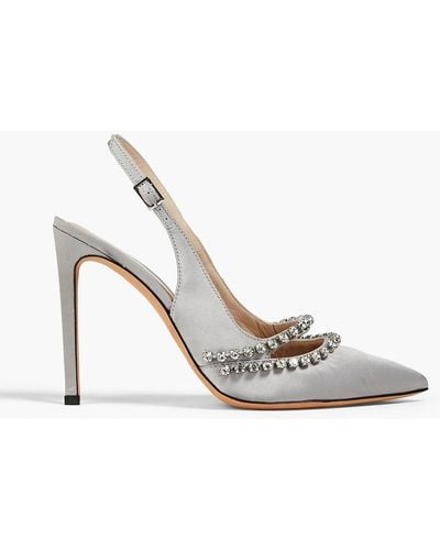 IRO Reja Crystal-embellished Satin Slingback Court Shoes - White