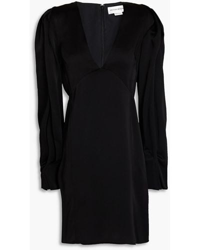 Victoria Beckham Pleated Satin-crepe Mini Dress - Black