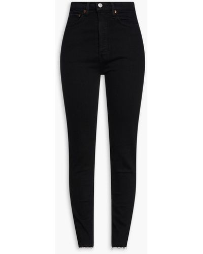 RE/DONE 90s Frayed High-rise Skinny Jeans - Black