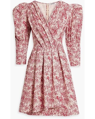 BATSHEVA Izra Floral-print Cotton-poplin Mini Dress - Pink