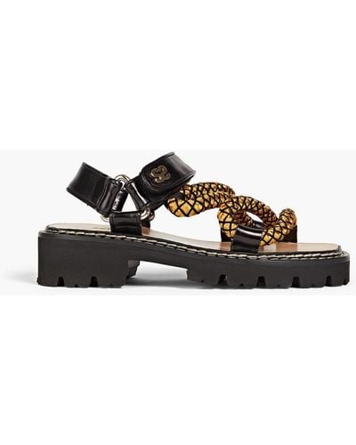 Sandro Reniss Metallic Braided Cord And Leather Slingback Sandals - Black