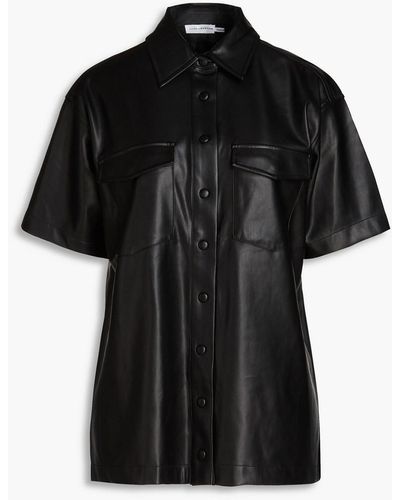 GOOD AMERICAN Faux Leather Shirt - Black