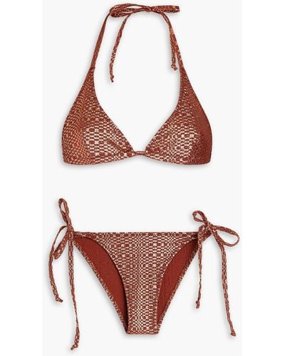 Lisa Marie Fernandez Pamela triangel-bikini aus seersucker mit metallic-effekt - Braun