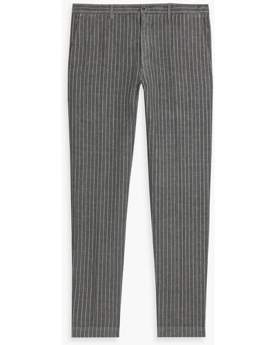 120% Lino Pinstriped Linen Pants - Gray
