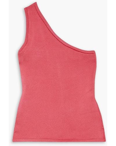 Calle Del Mar One-shoulder Cropped Stretch-knit Top - Pink