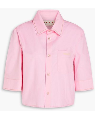 Marni Cropped Cotton-poplin Shirt - Pink