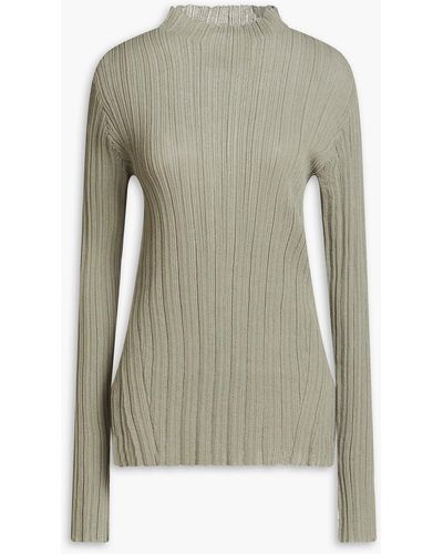 3.1 Phillip Lim Ribbed Cotton-blend Turtleneck Sweater - Green