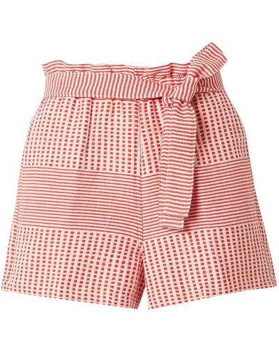 lemlem Semira Belted Cotton-gauze Shorts - Red