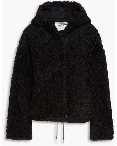 Ba&sh Faux Shearling Hooded Jacket - Black