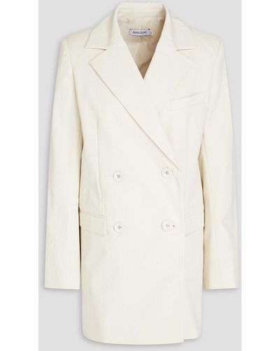 Anna Quan Double-breasted Cotton-blend Twill Blazer - Natural