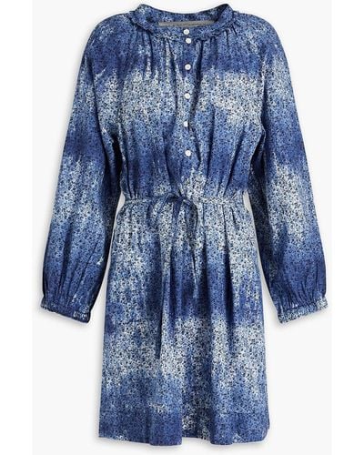 Raquel Allegra Hemdkleid aus baumwollpopeline mit floralem print - Blau