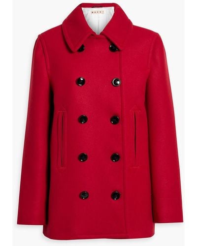 Marni Double-breasted Wool-felt Coat - Red