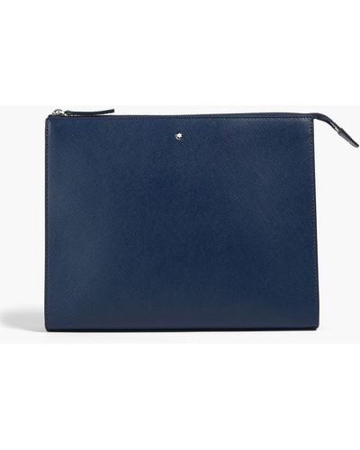 Montblanc Sartorial Clutch Textured-leather Pouch - Blue