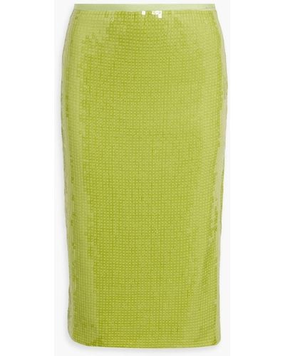 Helmut Lang Sequined Mesh Midi Skirt - Green