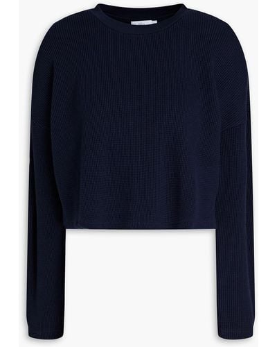 Onia Cropped Waffle-knit Cotton Top - Blue