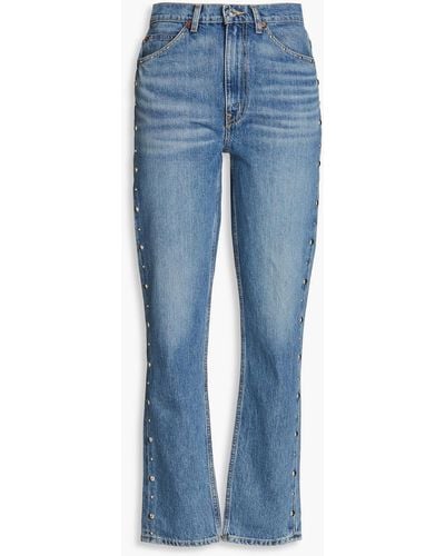 RE/DONE 70s Studded High-rise Straight-leg Jeans - Blue