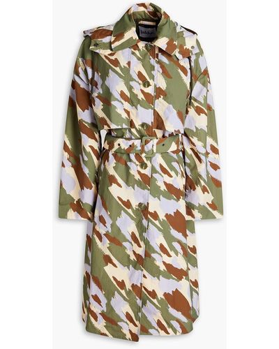 Jakke Shirly Camouflage-print Shell Hooded Trench Coat - Green