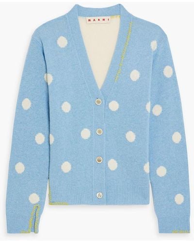 Marni Cardigan aus jacquard-strick aus wolle mit polka-dots - Blau