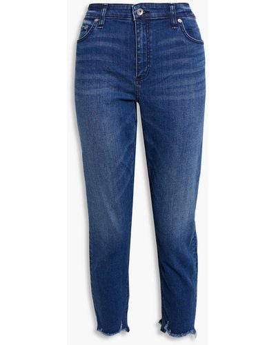 Rag & Bone Cate Cropped Distressed Mid-rise Skinny Jeans - Blue