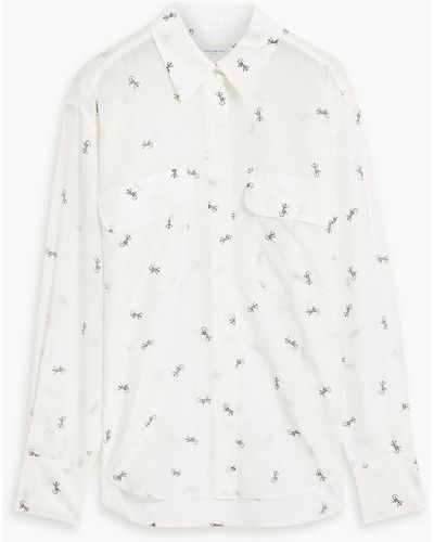 Equipment Printed Cotton And Silk-blend Shirt - White