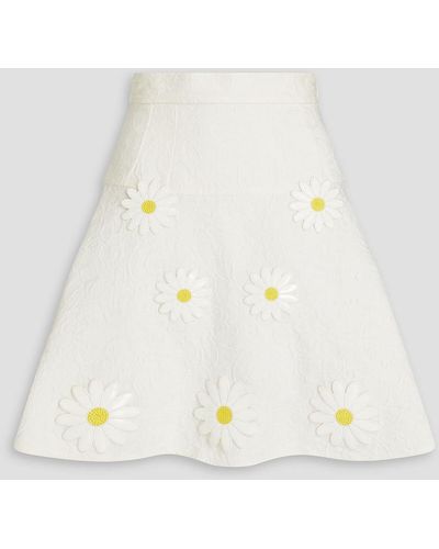 Dolce & Gabbana Appliquéd Cotton And Silk-blend Jacquard Mini Skirt - Natural
