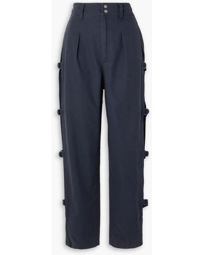 Isabel Marant Keowina Buckle-embellished Cotton-canvas Tapered Trousers - Blue