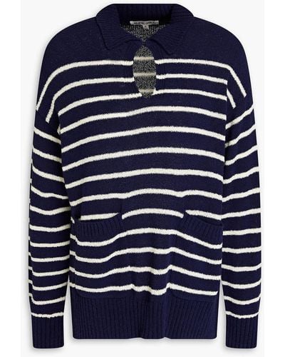Alex Mill Alice Striped Bouclé-knit Cotton-blend Sweater - Blue