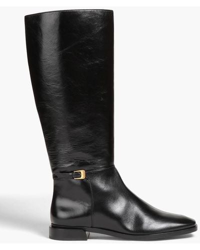 Tory Burch Buckled Leather Boots - Black