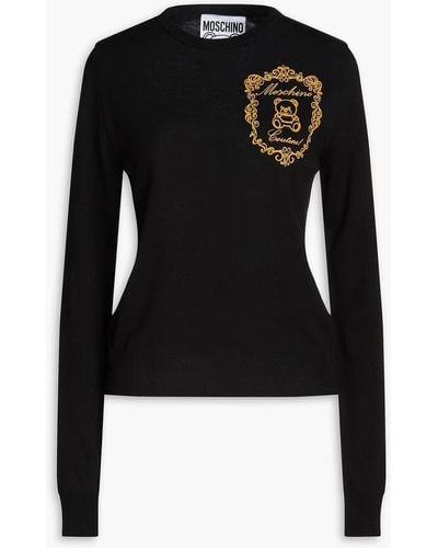 Moschino Embroidered Wool Jumper - Black