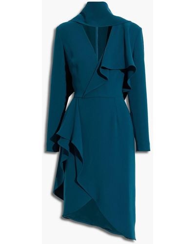 Elie Saab Wrap-effect Tie-neck Crepe Dress - Blue