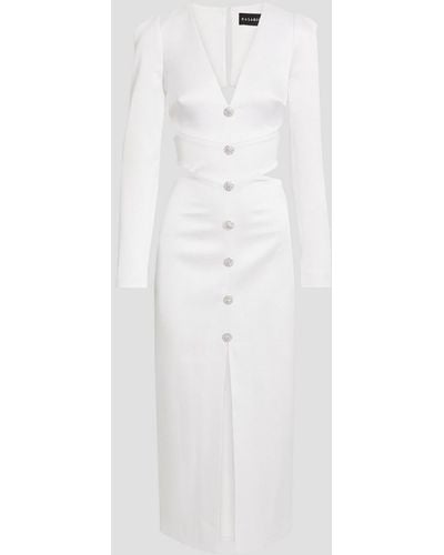 Rasario Cutout Button-embellished Satin-crepe Midi Dress - White