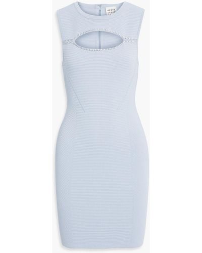 Hervé Léger Embellished Cutout Textured-bandage Mini Dress - Blue