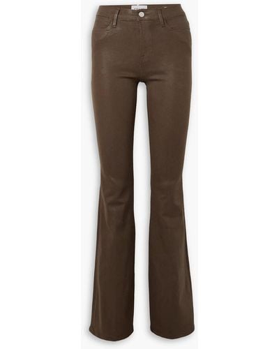 FRAME Le High Flare Coated Jeans - Brown