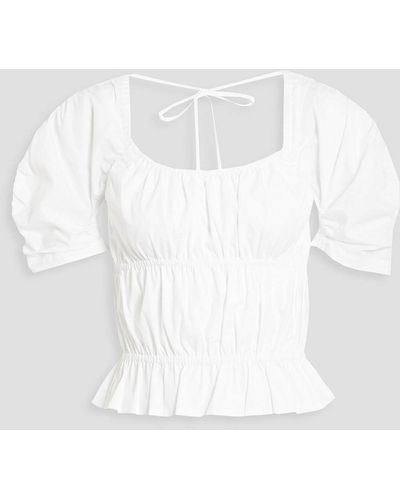 10 Crosby Derek Lam Open-back Ruched Cotton-poplin Top - White