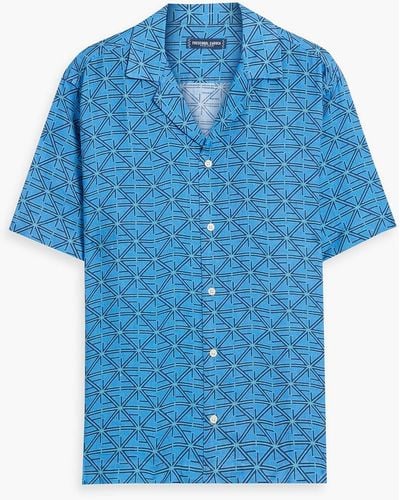 Frescobol Carioca Roberto Printed Linen Shirt - Blue