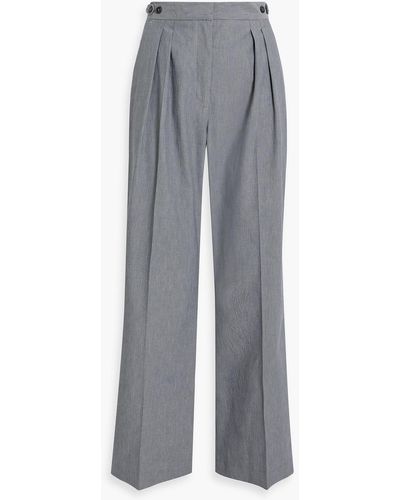 Iris & Ink Maya Textured Organic Cotton-blend Wide-leg Trousers - Grey