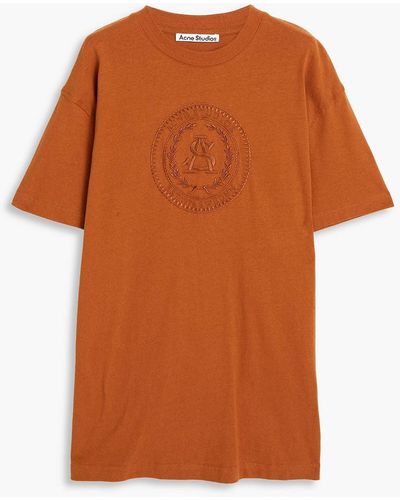 Acne Studios Embroidered Cotton-jersey T-shirt - Orange