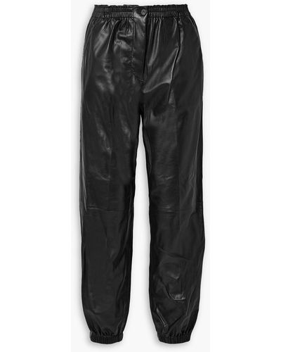 JOSEPH Viscount Leather Tapered Pants - Black